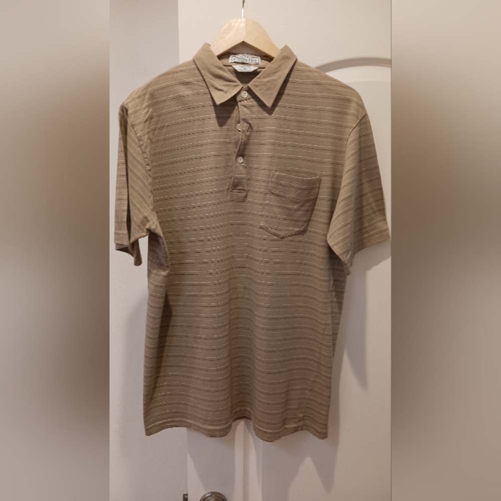 Christian Dior brown stripe polo